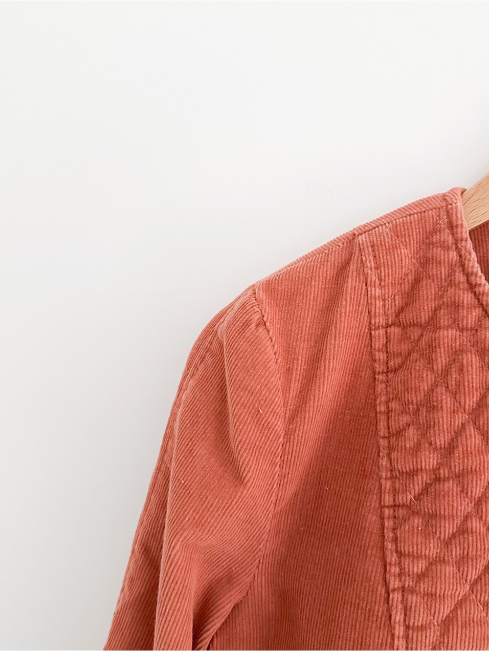 Vintage Terracotta Corduroy Quilted Jacket Cropped Prairie Cottagecore Size S - Picture 3 of 7